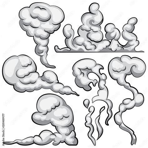 Cartoon smoke vector set. Comic mist, fog, steam illustration isolated ...