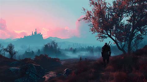 🌸 Witcher 3 Pink Sunset 4K PC Wallpaper - HD Desktop Magic