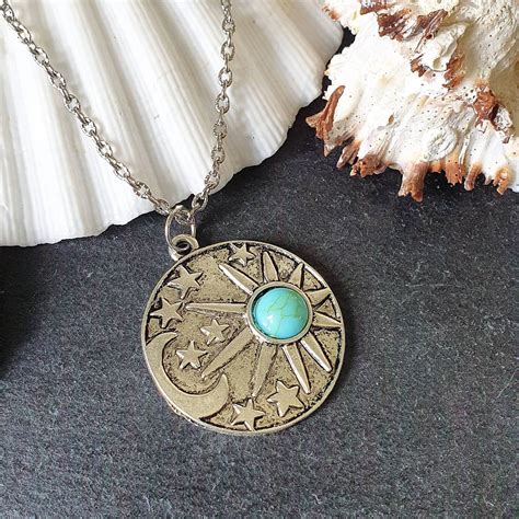 Sun and Moon Necklace Moon and Stars Sky Necklace Bohemian - Etsy