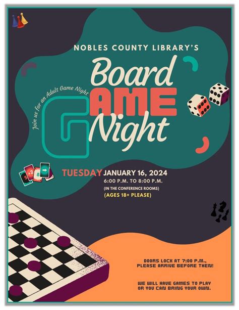 The Nobles County Library Presents: Board Game Night - Plum Creek Library System