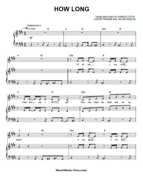 How Long Sheet Music Charlie Puth - ♪ SHEETMUSIC-FREE.COM