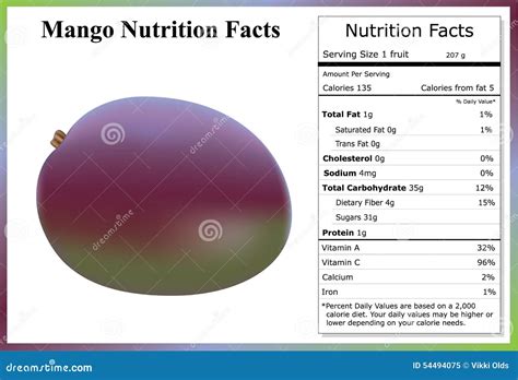 Mango Nutrition Facts stock vector. Illustration of colorful - 54494075