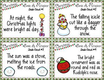 {FREE} Christmas Simile and Metaphor Task Cards {Holiday F Christmas Stem Activities, Christmas ...