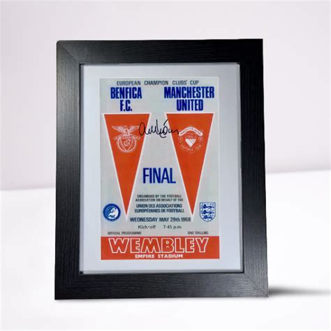 Framed 1968 European Cup Final Programme Cover Signed by Alex Stepney - MUST