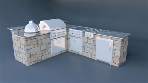 Outdoor Kitchen Island with Bar 3D Model | Sketchup Instant Download