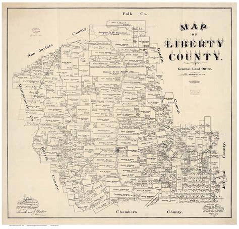 Liberty County Texas 1895 - Old Map Reprint - OLD MAPS