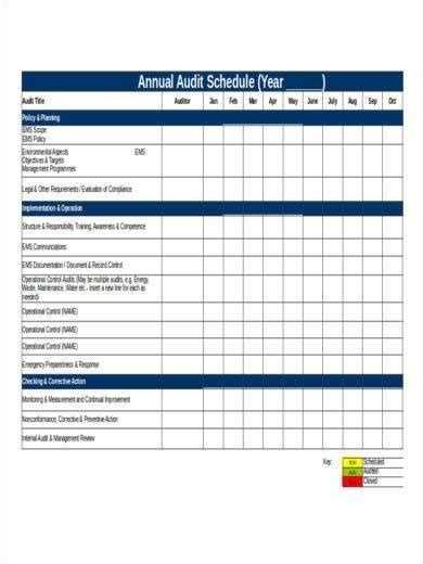 FREE 11+ Audit Schedule Samples and Templates in PDF | MS Word | Excel