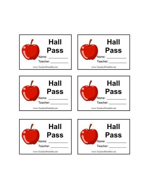 Hall Pass Template - Apple Download Printable PDF | Templateroller