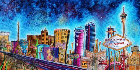 Viva Las Vegas A Fun And Funky Pop Art Painting Of The Vegas Skyline And Sign By Megan Duncanson ...