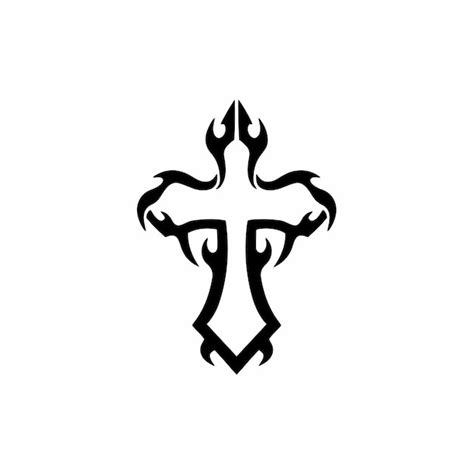 Premium Vector | Tribal christian cross logo tattoo design stencil ...