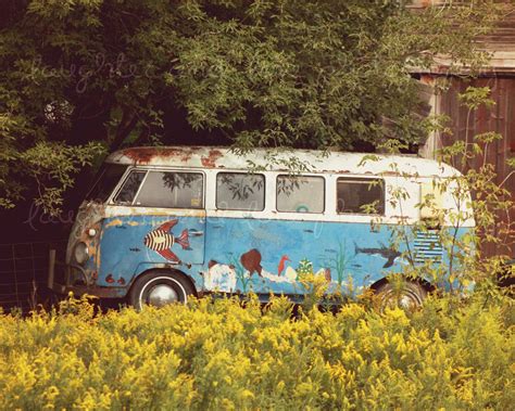 Hippie Bus Photo Vintage Volkswagon Photography Retro