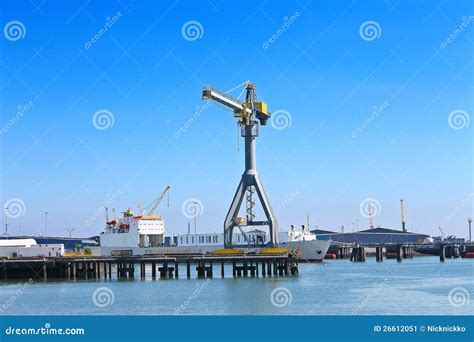 Ship and crane in shipyard stock image. Image of construction - 26612051