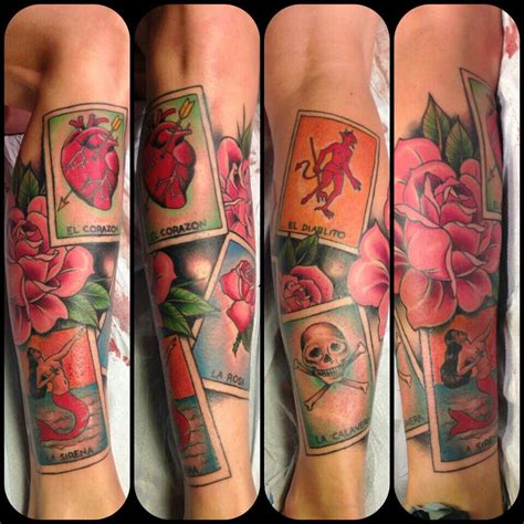 Stunning Full Arm Sleeve with Loteria Cards and Roses