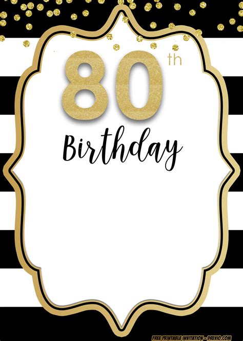 Free Printable 80th Birthday Invitations | DREVIO