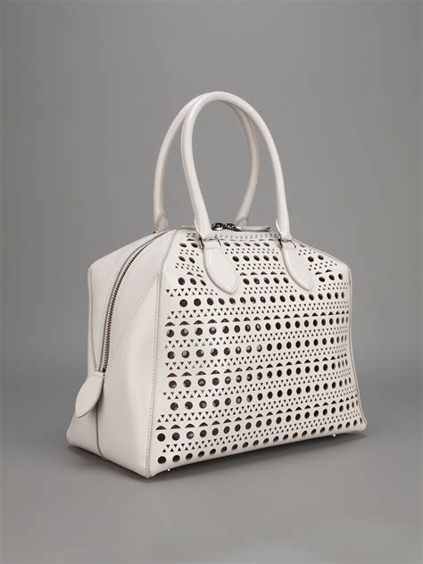 Lyst - Alaïa Perforated Leather Bag in White