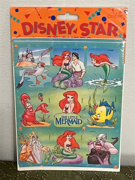 VINTAGE 1993 GIBSON The Little Mermaid Ariel Disney Star Stickers - NOS 4 Sheets $15.95 - PicClick