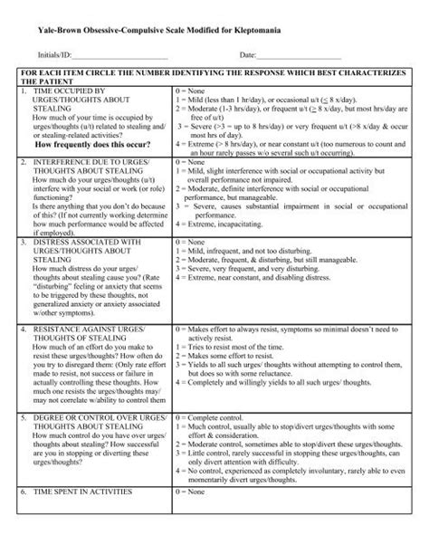 Yale-Brown Obsessive-Compulsive Scale ... - Pathways Institute