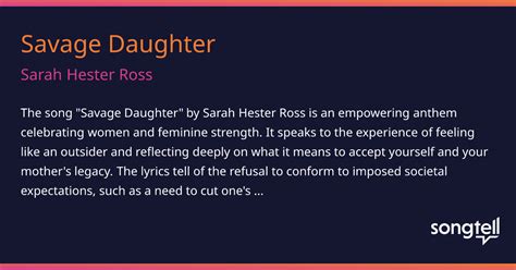 Meaning of Savage Daughter by Sarah Hester Ross