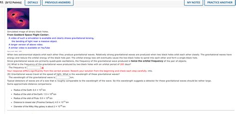 Solved Simulated image of binary black holes. From Goddard | Chegg.com