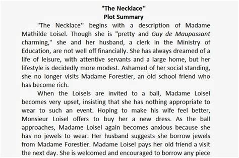 ملخص Plot " The Necklace '' | اداب انجليزى جامعة الزقازيق