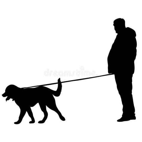 Silhouette of Man and Dog on a White Background Stock Vector ...