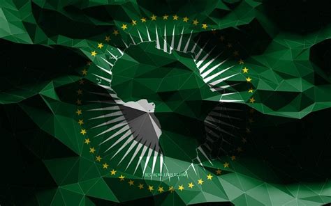 Download wallpapers 4k, African Union flag, low poly art, African countries, national symbols ...