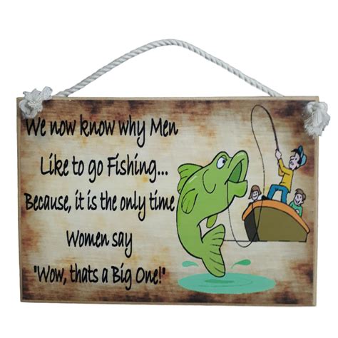 Country Printed Quality Wooden Sign Why Men Go Fishing Funny Plaque New