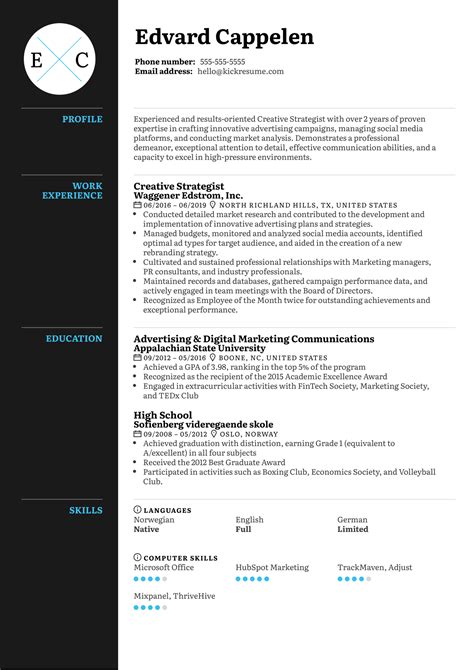 Creative Strategist Resume Sample | Kickresume