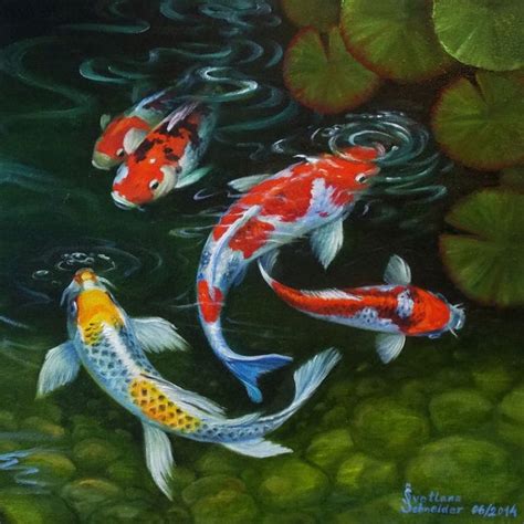 Koi Fish Painting Carp Original Art Japanese Carp Oil Painting - Etsy