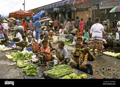 Faces in the market at Timika: big-boned, frizzy haired Melanesia nmen and women preside over ...