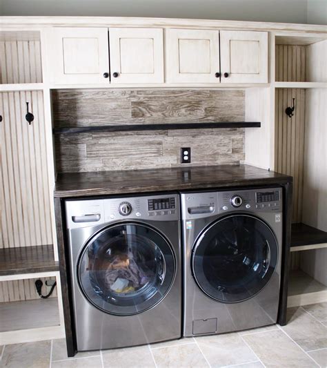 Glazed Antique White Laundry Room Cabinets | General Finishes Design Center