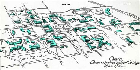 Texas Tech campus map as of 1956