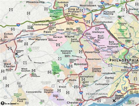 Main line Philadelphia map - Map of main line Philadelphia (Pennsylvania - USA)