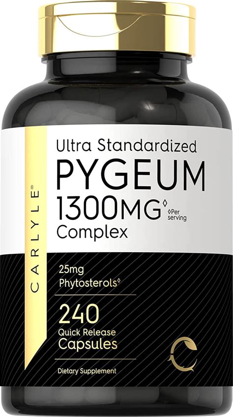 Pygeum Standardized 1300mg | 240 Capsules | Non-GMO, Gluten Free | Pygeum Africanum Bark Extract ...