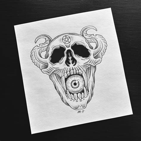 Demon Skull tattoo design I made : r/TattooDesigns