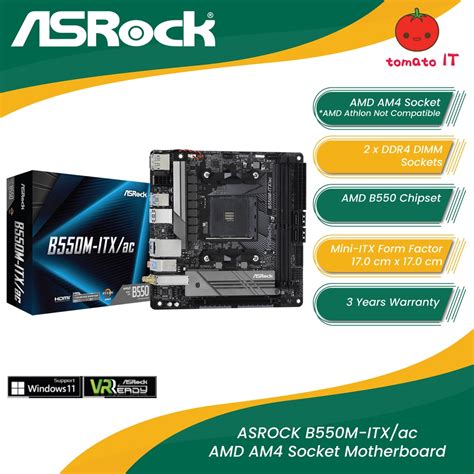 ASROCK B550M-ITX/ac AM4 Mini-ITX Motherboard - AMD AM4 Processor Combo ...