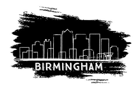 Birmingham Skyline Silhouette. Hand Drawn Sketch. 13487636 Vector Art at Vecteezy