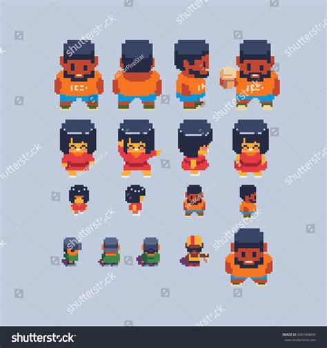 Game Characters Pixel Art Sprites Set: เวกเตอร์สต็อก (ปลอดค่าลิขสิทธิ์) 695160604 | Shutterstock