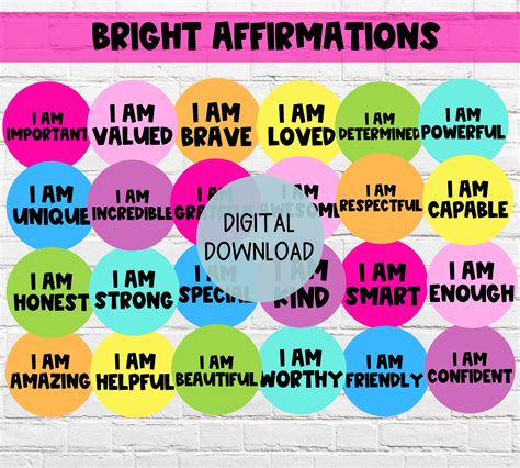 Bright Classroom Positive Affirmations Student Affirmations - Etsy