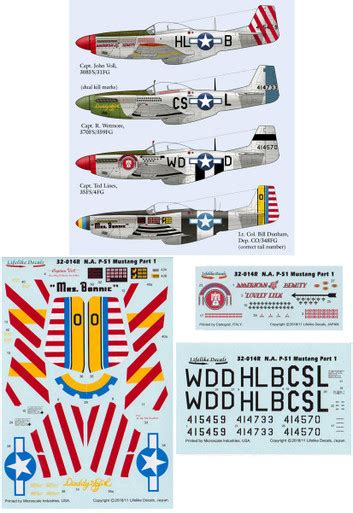 1/32 Lifelike Decals P-51 Mustang p-1 - FreeTimeHobbies.com