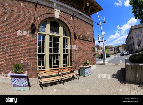 Train station downtown waterfront district Yonkers New York Stock Photo ...