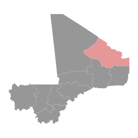 Kidal region map, administrative division of Mali. Vector illustration ...