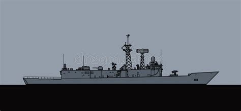 US Navy Oliver Hazard Perry-class Guided-missile Frigate. Stock Vector ...