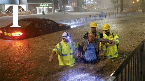 Hong Kong suffers worst flash flooding in 140 years - YouTube