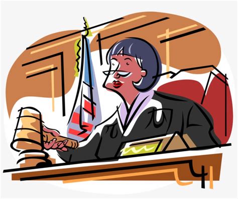 Vector Illustration Of Judicial Judge At Bench In Court - Court Case Clipart Transparent PNG ...