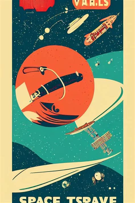 vintage poster, space travel to mars, illustration, | Stable Diffusion