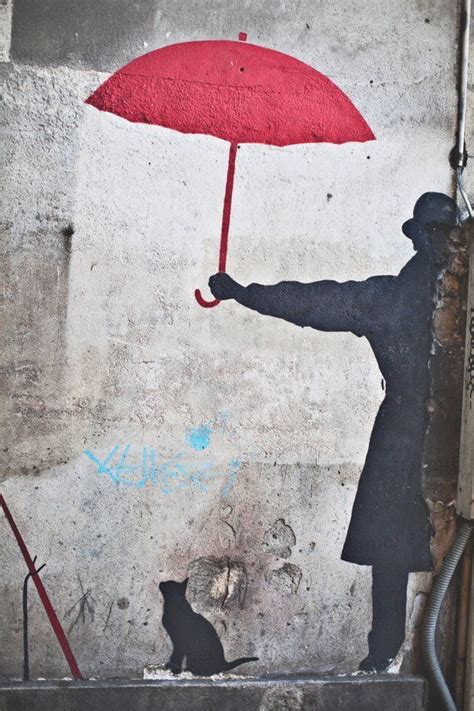 Paris street art banksy graffiti art banksy umbrella cat etsy – Artofit