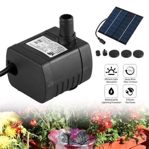 1.2W Solar Fountain Submersible Water Pump for Bird Bath Solar Panel ...