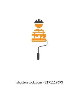 Worker Painting Construction Logo Vector Icon Stock Vector (Royalty ...