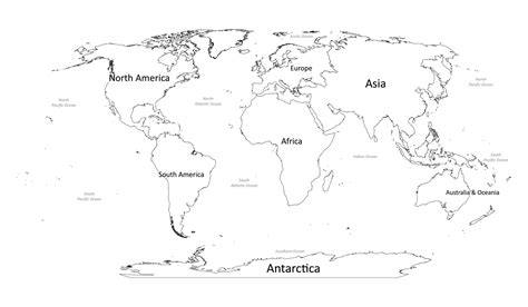 Labeled World map with continents | Labeled Maps